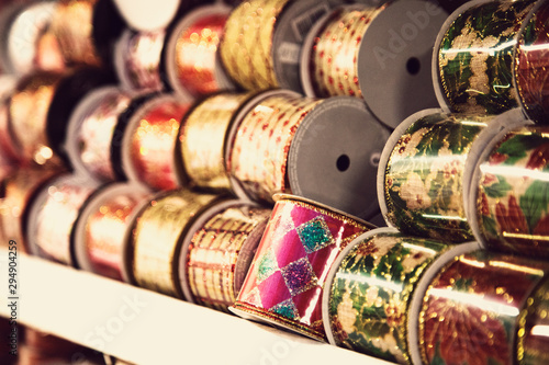 Wallpaper Mural Christmas gift tapes in a decorative objects shop Torontodigital.ca