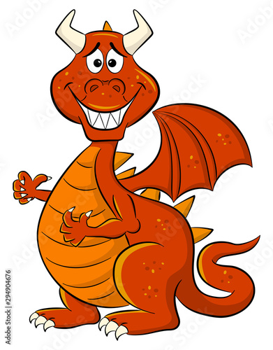 embarrassed grinning cartoon dragon