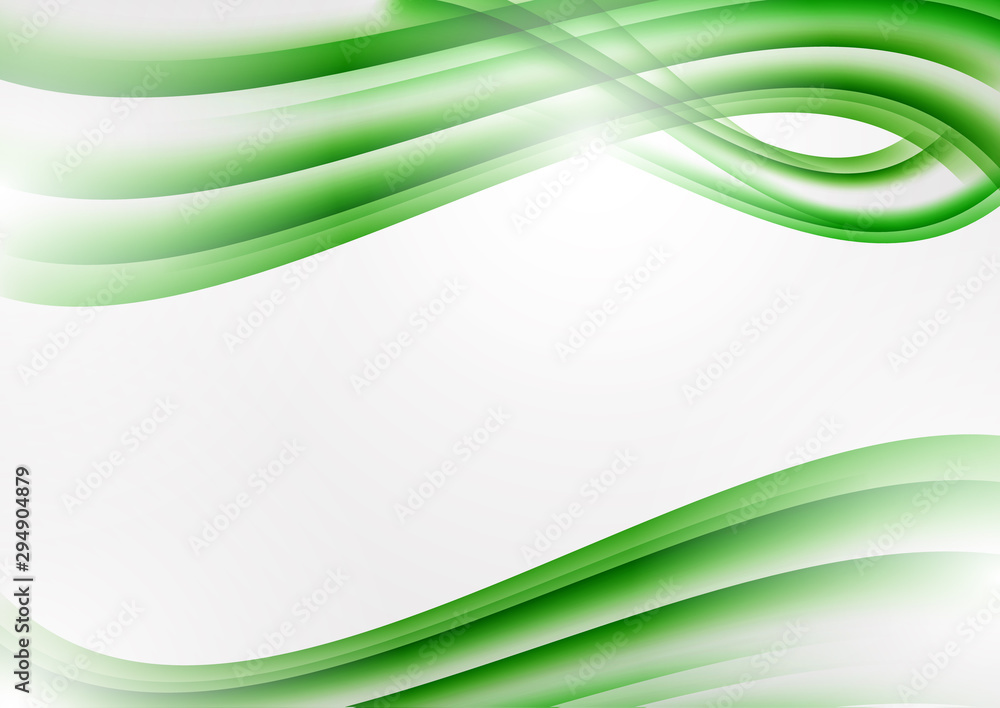 Abstract green curved lines on a white background. Modern template for your design. Abstract green curved lines on a white background. Modern template for your design.
