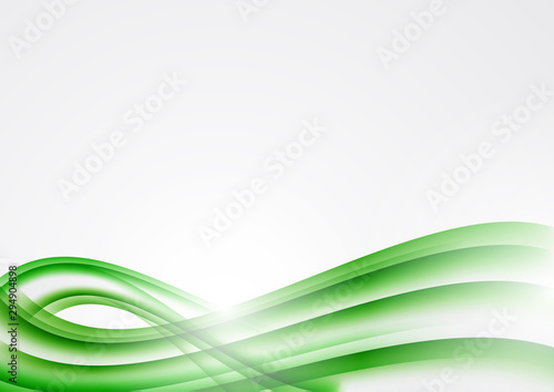 Abstract green curved lines on a white background. Modern template for your design.