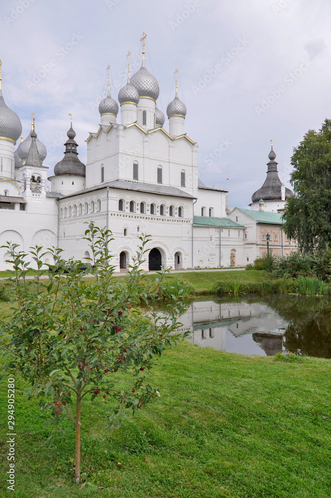 View of the Church of the Resurrection and the pond with . Golden ring of Russia, Rostov Veliky, Russia