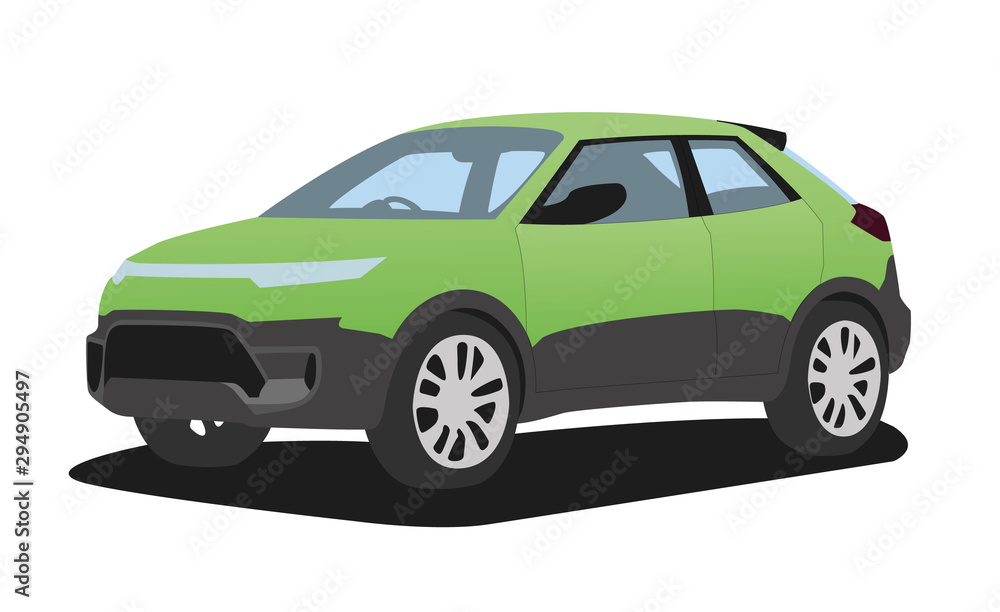  green mini SUV realistic vector illustration