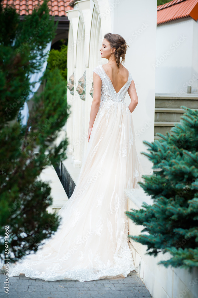 Charming Outdoor Bridal Portrait with wedding bouquet Charming Outdoor Bridal Portrait with wedding bouquet