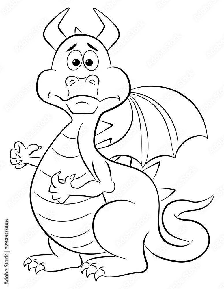 Obraz premium baffled cartoon dragon