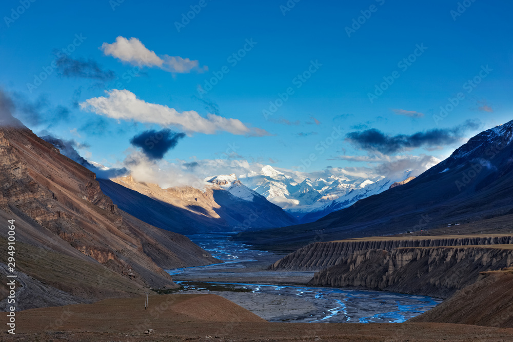 Plakat Sunset in Himalayas. Spiti Valley