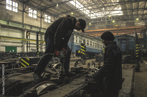 railway transport repair, electric train repair, peace, labor, may, men's work, railway depot