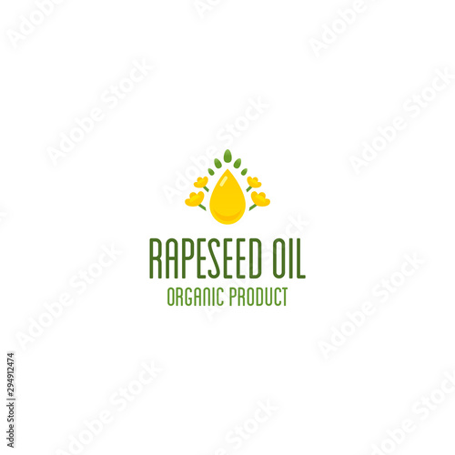 Rapeseed oil and canola oil logo. Organic product vector emblem
