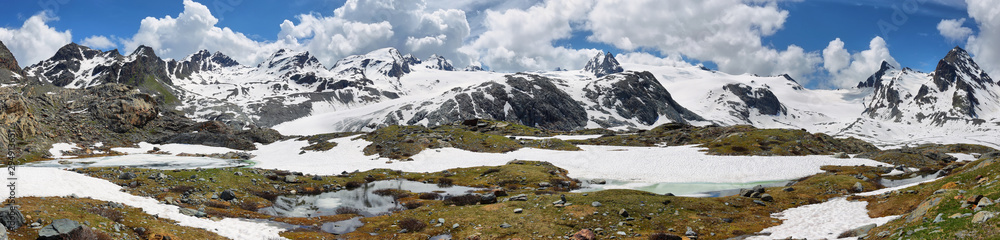 Amazing Rutor glacier and glacier lagoons, Aosta Valley, Italy