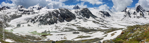 Amazing Rutor glacier and glacier lagoons, Aosta Valley, Italy photo