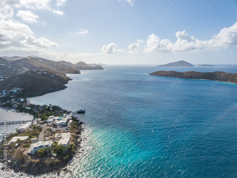 Aerial view of Caribbean Sea and Virgin Islands