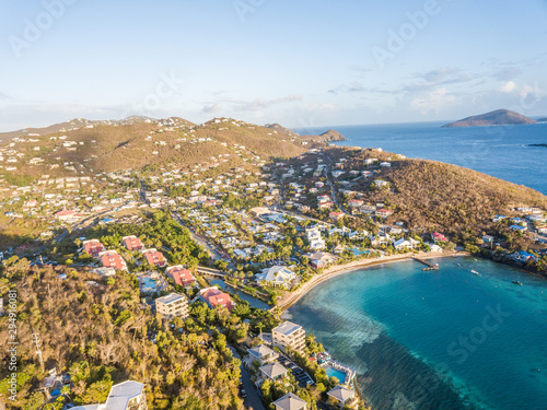 Fototapeta Naklejka Na Ścianę i Meble -  Aerial view of Caribbean Sea and Virgin Islands