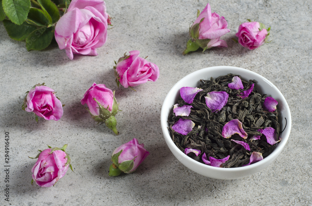 Tea with rose petals. Tea with rose petals.
