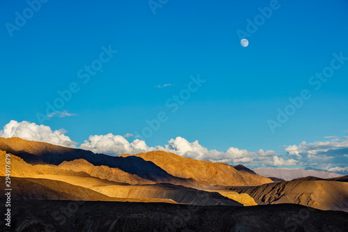 Moonrise in Himalayas. Ladakh, India