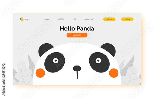 Panda landing page, background, banner for presentation, web site.