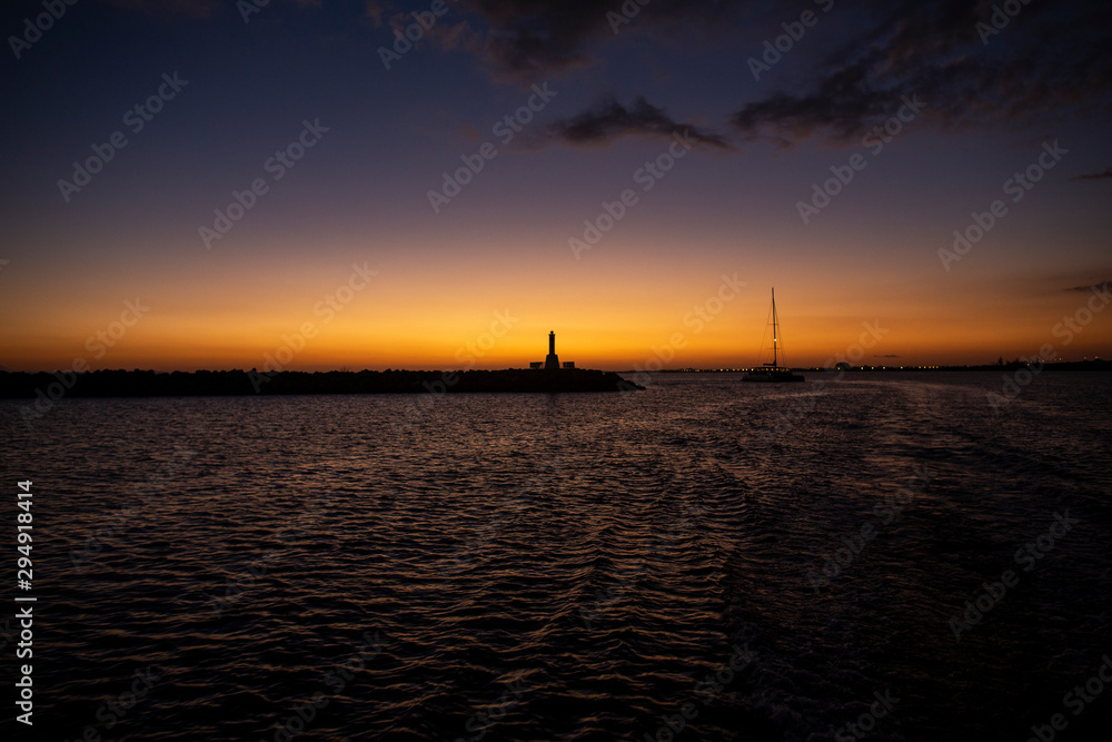 A view of a lighthouse at the entrance to the Marina of Varadero, one of the most famous beaches in the world.