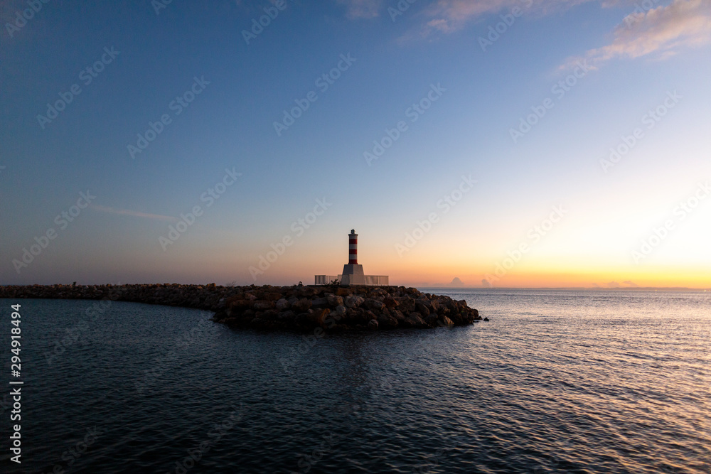 A view of a lighthouse at the entrance to the Marina of Varadero, one of the most famous beaches in the world.