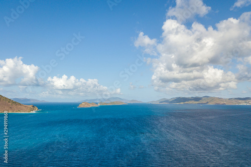 Aerial view of Caribbean Sea and Virgin Islands