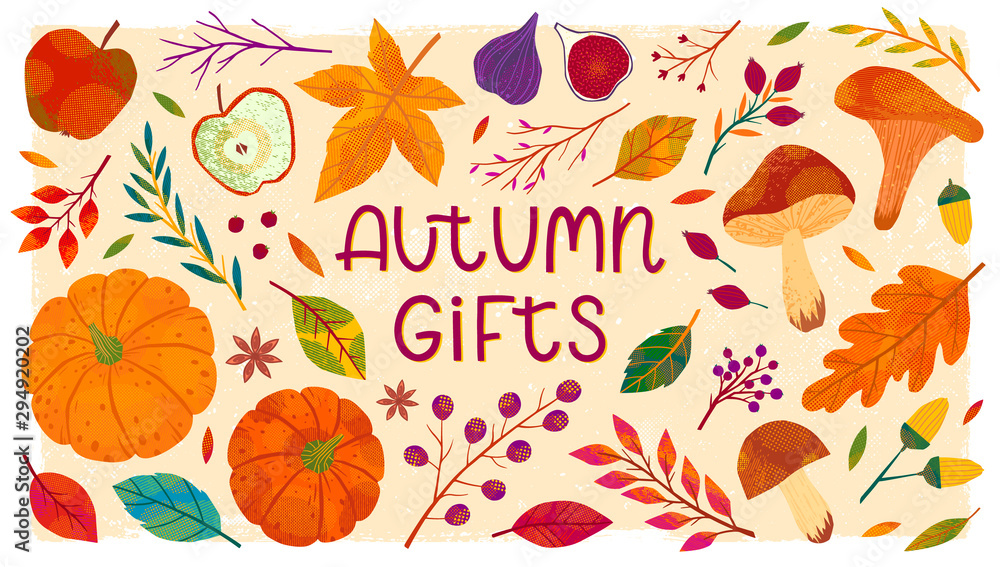 Bundle of hand drawn autumn seasonal elements.Vegetables,fruits,pumpkins,forest mushrooms,tree branches,plants,leaves,berries,acorns.Harvest season.Trendy fall vector illustrations. Bundle of hand drawn autumn seasonal elements.Vegetables,fruits,pumpkins,forest mushrooms,tree branches,plants,leaves,berries,acorns.Harvest season.Trendy fall vector illustrations.