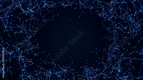 Abstract background motion transformation of empty copy space with plexus pattern of future innovation technology digital business concept with line network for decentralize communication connection photo