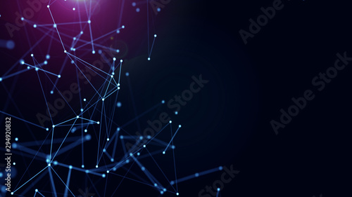 Abstract background motion transformation of empty copy space with plexus pattern of future innovation technology digital business concept with line network for decentralize communication connection photo