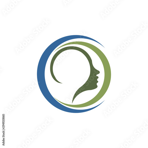 Modern head logo of Psychology. Profile Human. Creative style. Logotype in vector. Design concept. Brand compani. Symbol for web, print, card. Keyhole