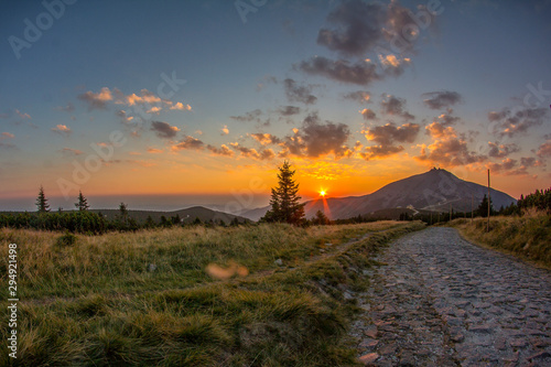 Obraz na płótnie Snezka, highest mountain of Giant Mountains, Czech Republic w salonie