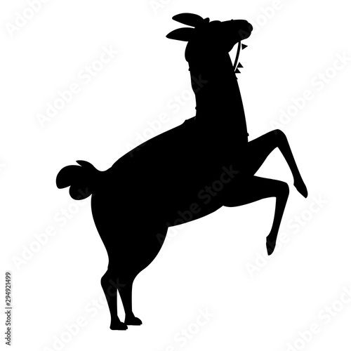 Black silhouette of llama cartoon animal design flat vector illustration isolated on white background side view