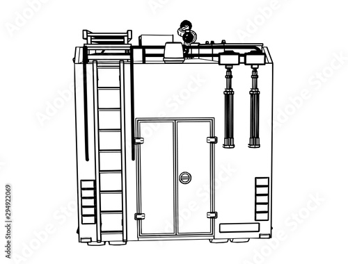 sketch of a fire engine vector on a white background