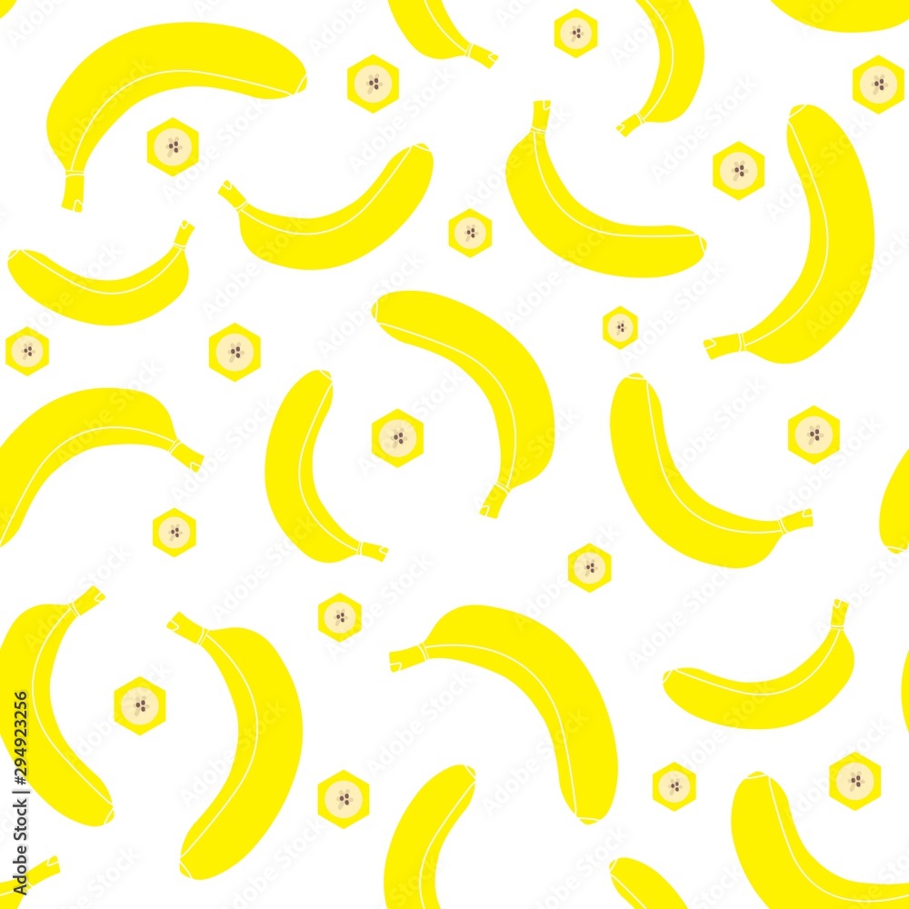 Yellow bananas on white background. Seamless pattern vector illustration. Yellow bananas on white background. Seamless pattern vector illustration.