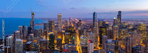 Aerial view of Chicago Skylines South Panorama