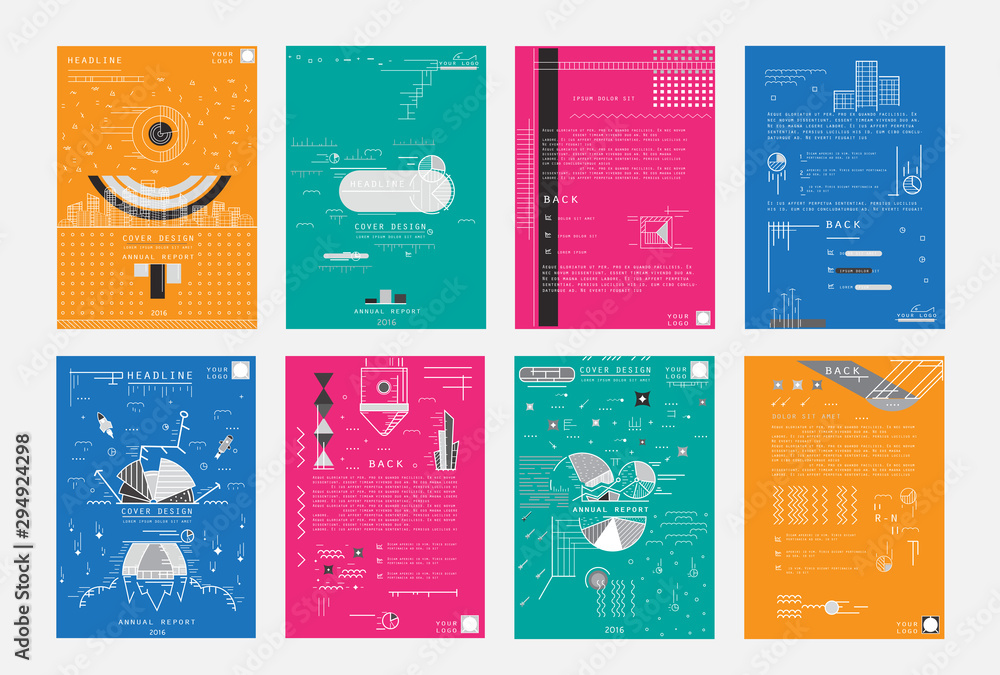 Naklejka premium Template brochures, flyers, business presentations. Modern flat line style, layout in A4 size