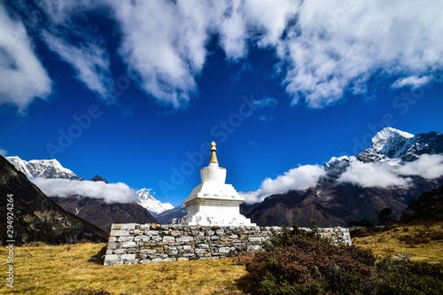 Chorten with Ama Dablam and Mount Everest in the background