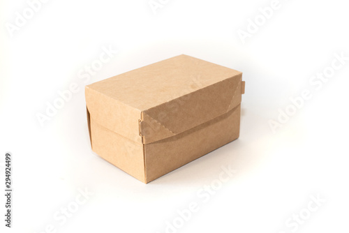 Delivery, moving and recycling concept. Cardboard box isolated on white background side view. mock up © Alla Bacherikova