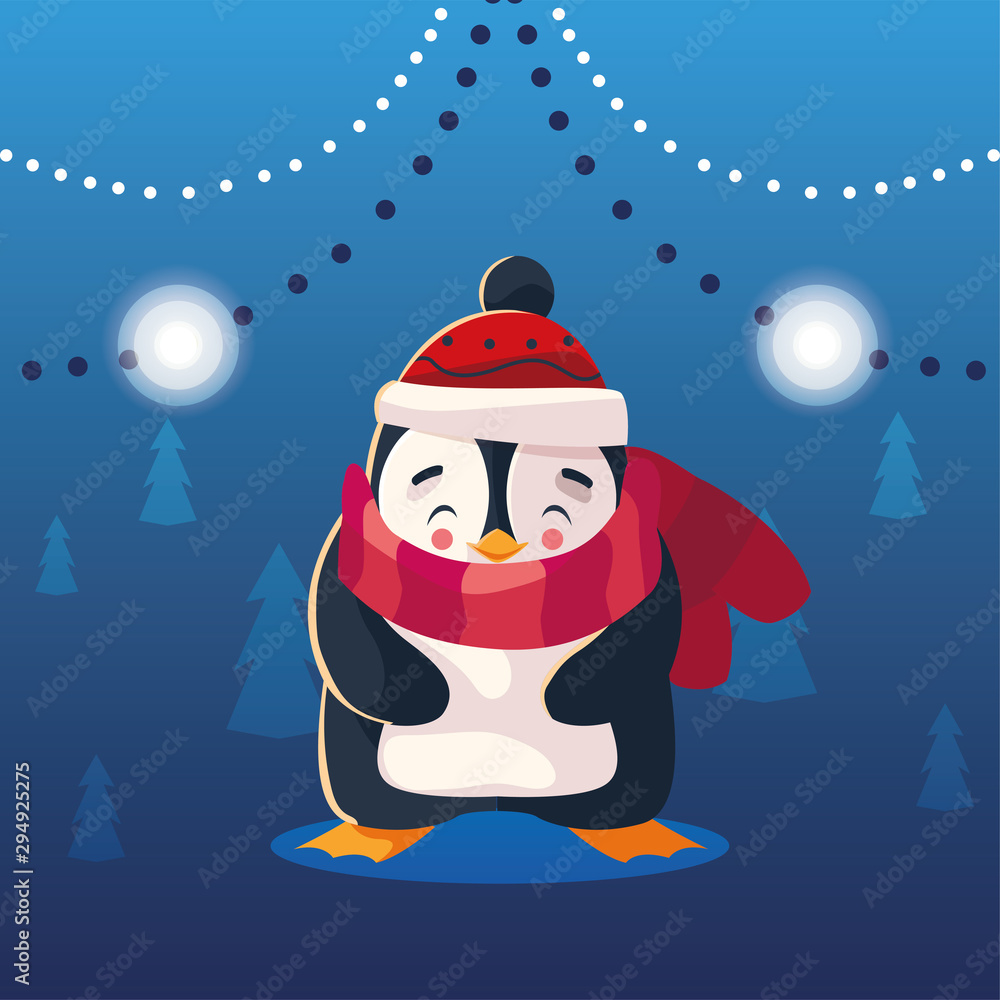 christmas card of penguin with scarf christmas card of penguin with scarf