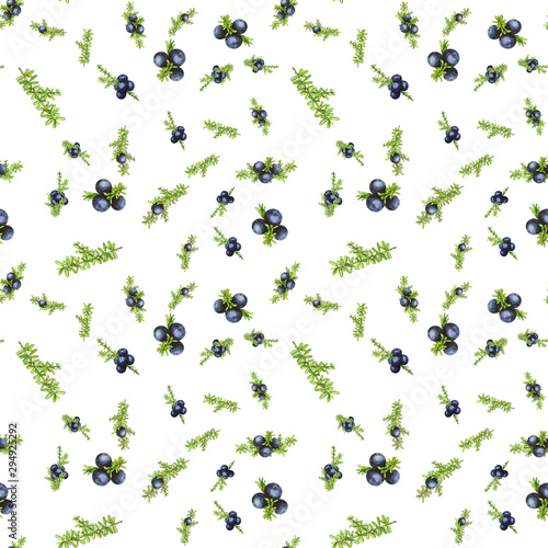 seamless pattern with black forest northern berries of the crowberry  painted in watercolor. Ideal for wedding invitations  cards  logos