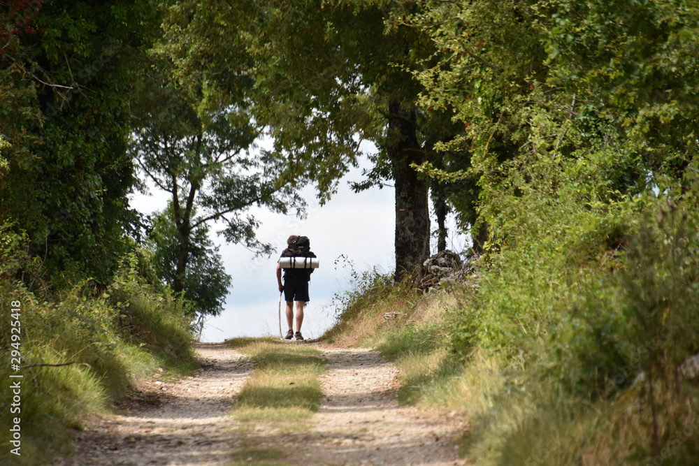 Randonneur sur le chemin de Saint Jaques de Compostelle