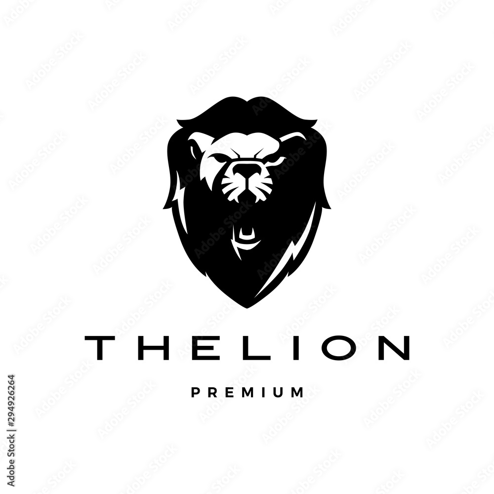 roaring lion head logo vector icon illustration