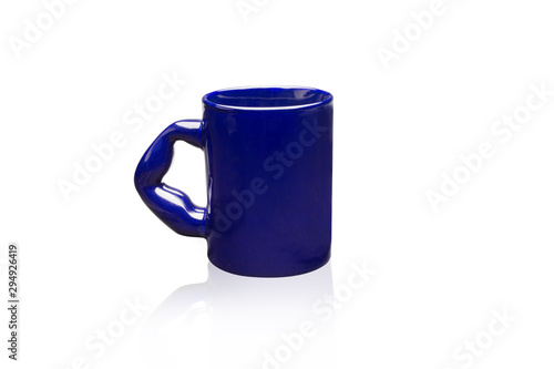 blue mug for a desk