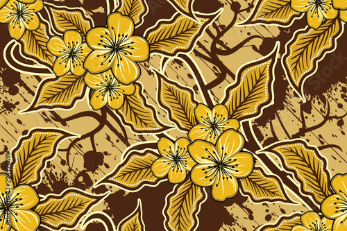 Seamless pattern with floral vector Illustration  Modern batik motif