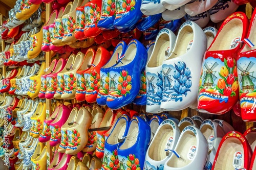 A shop for buying famous traditional Dutch wooden shoes klompen.