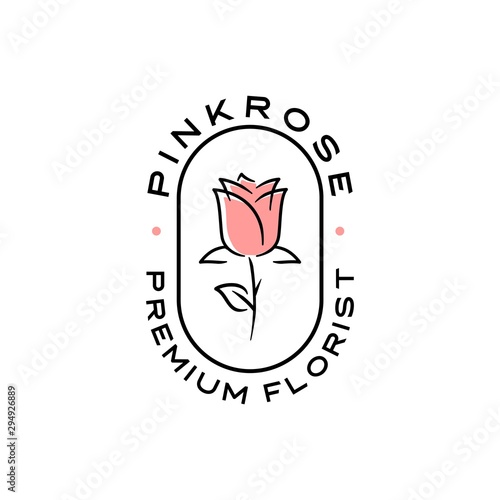 rose logo flower vector emblem badges icon illustration