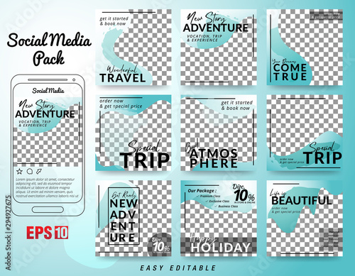 Social Media Post Template for Travel Agency Promotion with Trendy Design
