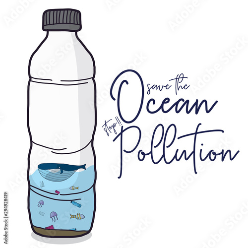 save ocean stop pollution vector illustration