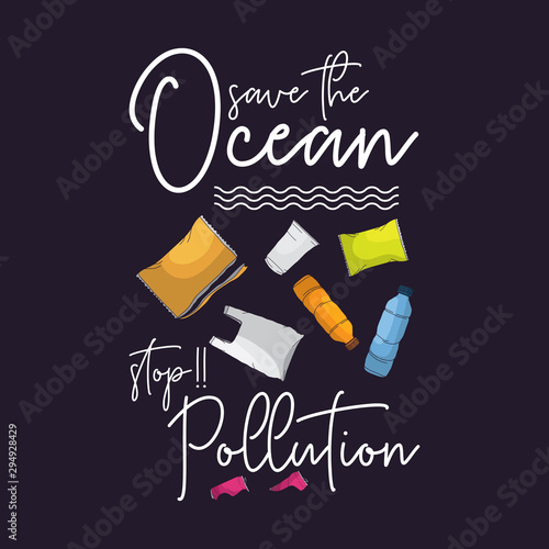 save ocean stop pollution vector illustration