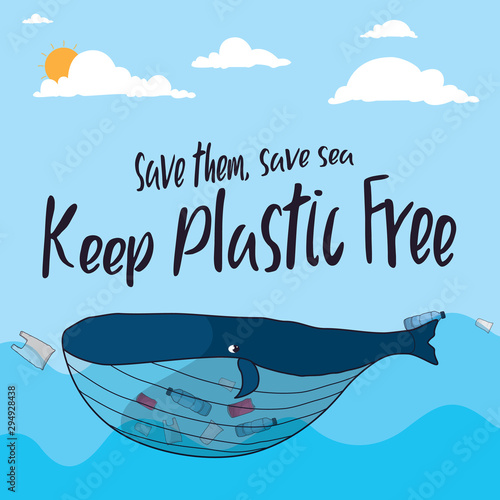 save ocean stop pollution vector illustration