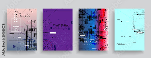 Set of abstract geometric shapes in brochure design. Vector design business cards
