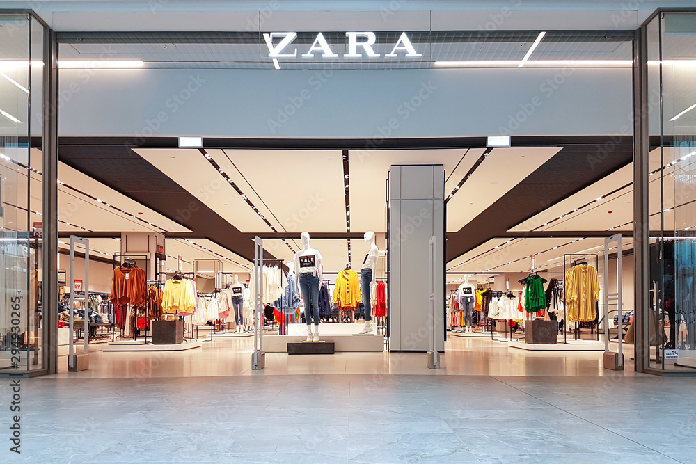 Gdansk, Poland - June 30, 2018: Exterior of Zara fashion store in Gdansk.  Zara is a flagship store of Inditex - a famous Spanish multinational  clothing company. Stock Photo | Adobe Stock