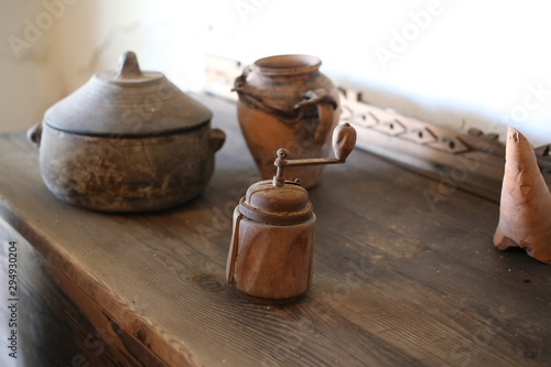 antique greek handmade pottery bowl millstone table