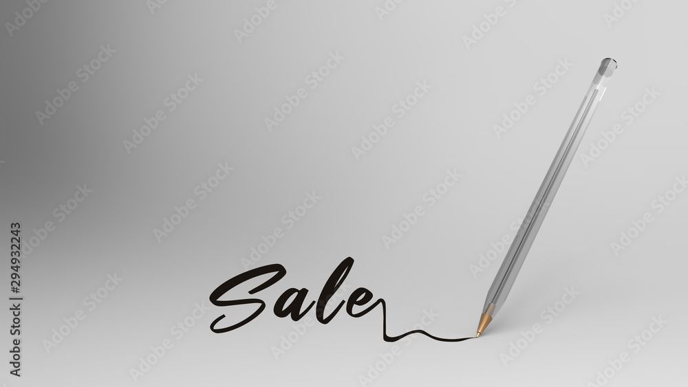 Sale, sale word written with calligraphy with Transparent plastic ball