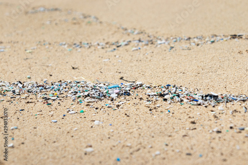 Micro Plastics Washing Ashore On The Beach In Hawaii, USA photo